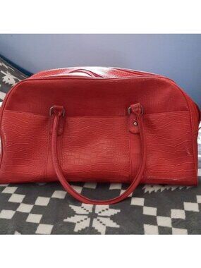 Bath & Body Works Vintage Red Faux Alligator Leather Travel Bag